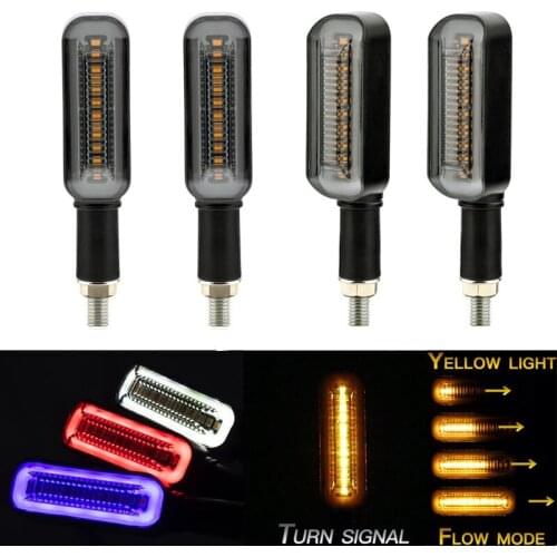 Universal Motorcycle 12 LED Turn Signal Lights Signals Indicators DRL Flowing Water Flasher 2 in 1 Blinker Tail Lamp Brake Light