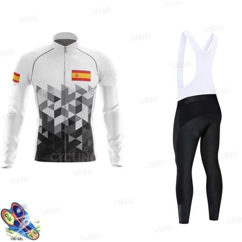 Ropa Ciclismo Hombre 2020 Spain Cycling Team Cycling Set Long Sleeve Cycling Bib Pants Set Biker Wear RAPHAful Long Sleeve