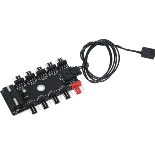 Fan Hub CPU Cooling 1 to 10 Port 12 V SATA to Fan-Header with 4 Pin PWM Controller Dedicated Supply Multiple Points