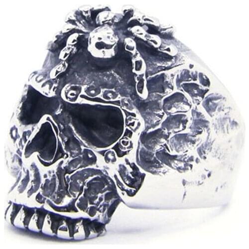 1pc Dropship New Design Spider Ghost Skull Ring 316L Stainless Steel Fashion Band Party Demon Skull Ring