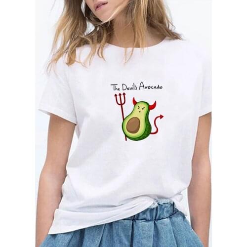 2020 Summer Avocado Cute Harajuku Short Sleeve T Shirts Women Ullzang Funny Cartoon Kawaii T-shirt Fashion Female Top Tee Shirt