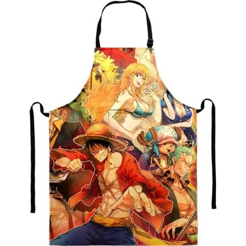 3D One-Piece-Luffy Anime Mens Aprons Kitchen Aprons for Man Youth Boys Home Cooking Baking Shop Cleaning Waterproof Apron Bibs