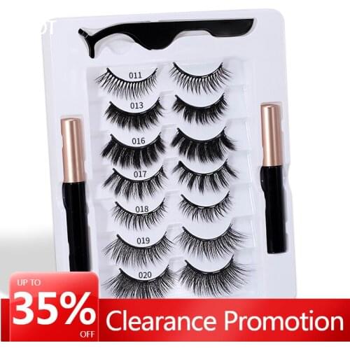 5/7/10 Pairs Magnetic False Eyelashes Magnetic Liquid Eyeliner Set Multiple Styles Thick 5 Magnets Eyelashes Extension Wholesale