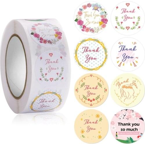 500pcs Color Thank You Sticker Round Halloween Decor Sealing Labels for Order Business Gift Bags Envelopes Seal Merry Christmas