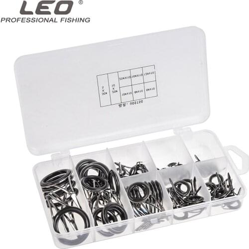 75pcs/box Leo Fishing Rod Guide Rings 27926 Stainless Steel Lure Guide Ring Suit Ceramic Inner Ring Fishing Accessories Pesca