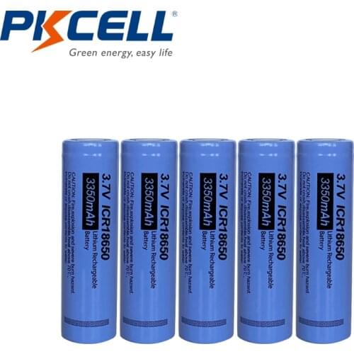 5Pcs PKCELL ICR 18650 3.7v Rechargeable Li-ion Battery Lithium batteries 18650 3350mAh Flat Top NO Pcm For Flashlight
