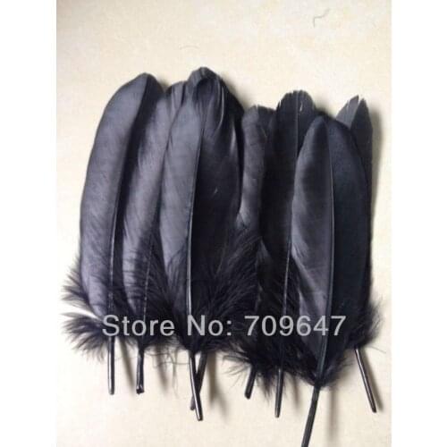 Black Feather!200PCS/LOT 6-8inches/15-20CM Beautiful BLACK Goose Satinettes Loose Feathers for for masks,mailings,craft projects