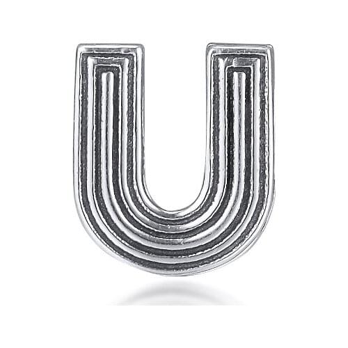 DIY Fits for Pandora Charms Bracelets Letter U Clip Beads 100% 925 Sterling-Silver-Jewelry Free Shipping