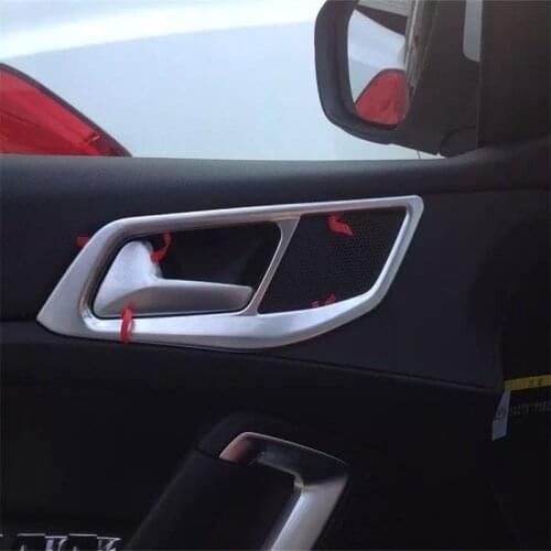 For 2014 2015 Peugeot 408 308S ABS Chromium Interior Inner Door Handle Cup Bowl Frame Moulding Car-Styling Trim 4pcs/set