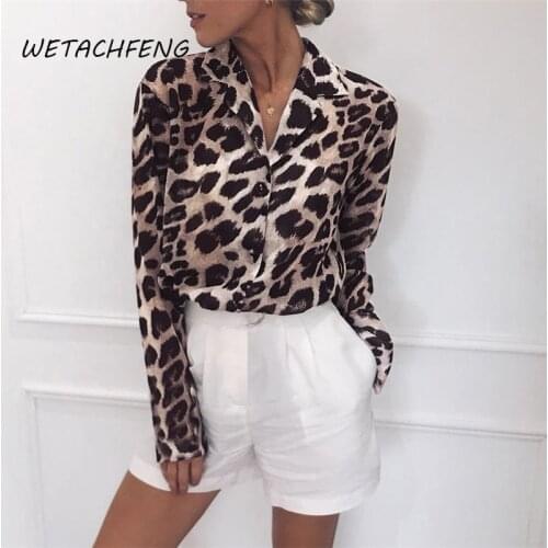 Elegant Dames Blouse Leopard Printed Long Sleeve Chiffon Female Large Size Tops Shirts Spring Tunic Plus Size Women Clothing