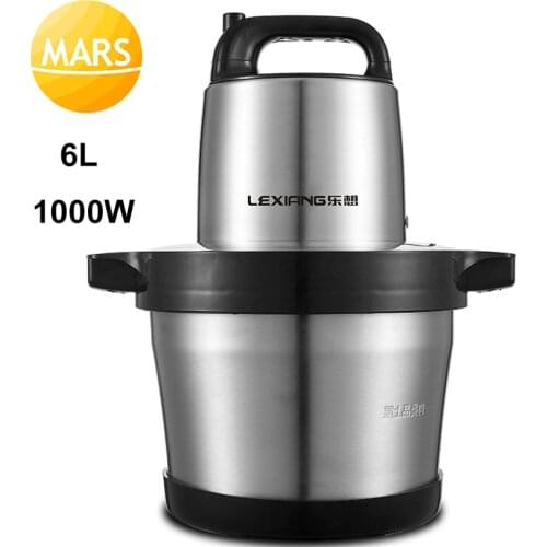 Electric Meat Grinder Large Capacity 6L Stainless Steel Crushed Garlic Pepper Ginger Slice Cuisine Meat Shredder Vegetable Mixer