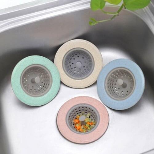 Sewer Hair Filter 1PC Sink Strainer Sink Colander Kitchen Accessories Bathroom Shower Drain Wheat Straw Silicone