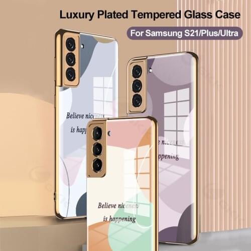 GKK Original Case For Samsung Galaxy S21 Plus Ultra Case Luxury Tempered Glass Plating Hard For Samsung S21 Plus Ultra 5G Cover