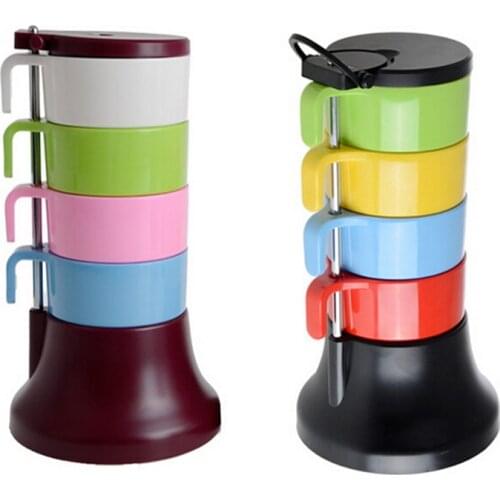 Hot 7 pcs/set BPA free rainbow plastic cups PP fruit juice picnic camping party cup set colorful stacked cups and mugs water cup