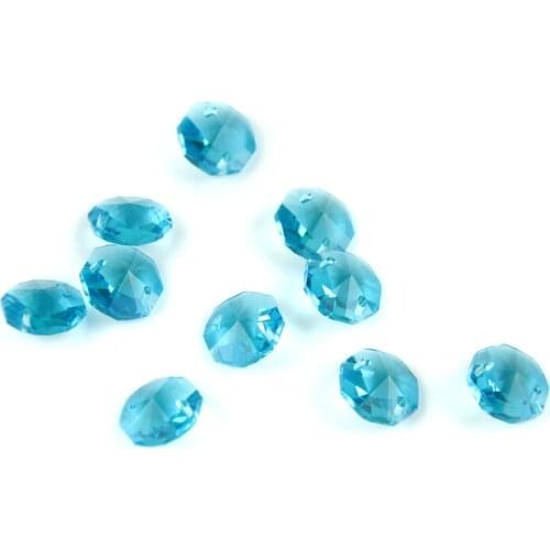 Crystal Chandelier Beads Mix Color 14mm Glass Crystal Octagon Beads In 2 Holes For Lamp Parts Pendant