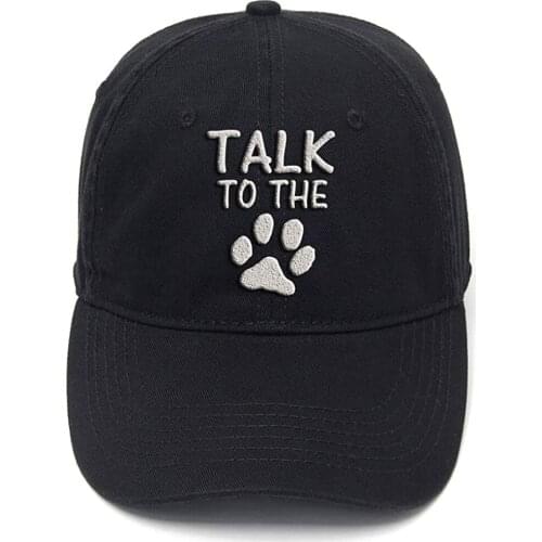 Lyprerazy Talk to The Paw Dog Washed Cotton Adjustable Men Women Unisex Hip Hop Cool Flock Printing Baseball Cap