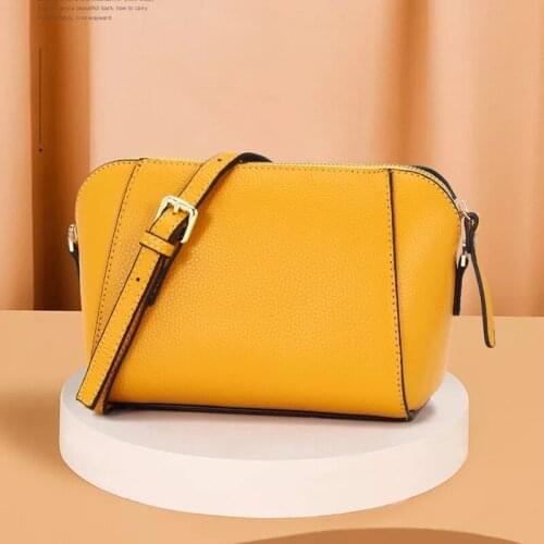 Summer Small Bags Trend Genuine Leather Women Messenger Bag Fashion Shell Style Solid Color Wild Simple Shoulder Crossbody Bags