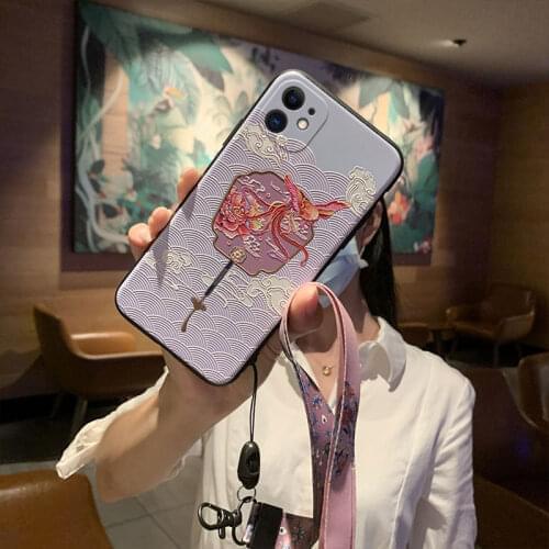 Cute Ladies 3D Embossed Phone Case For Samsung S10e S8 9 10 20 21 Ultra Plus Note8 9 10 20 Ultra Lanyard Matte Phone Cases