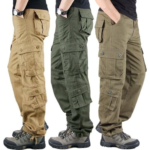 2021 Plus Size Men Outdoor Cargo Pants Multi Pocket Tactical Trousers Mens Work Out Pants Military Army Pants