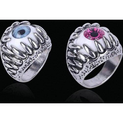 Unisex Hyperbole Fashion Punk Evil Eye Ball Ring Dragon Claw Anime Skull Stainless Steel Ring for Men Gothic Hip Hop Finger Tool