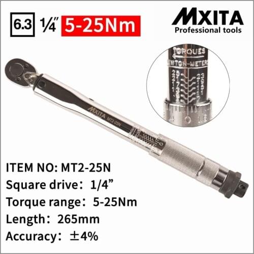 Mxita 1/4inch 5-25NM Drive Click Wrench Adjustable Torque Wrench Hand Spanner Repairing Tools hand tool set