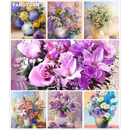Full Drill Bright Bouquet 5D Diy Diamond Painting Accessories Blue Flower Cross Stitch Kit Diamond Embroidery Mosaic Home Decor