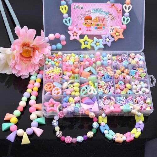Kit for Make Bracelets Beads Toys for Children DIY 24 Grid Handmade Making Puzzles Beads for Girls Kit Girls Toys for 3 5 7 9 11