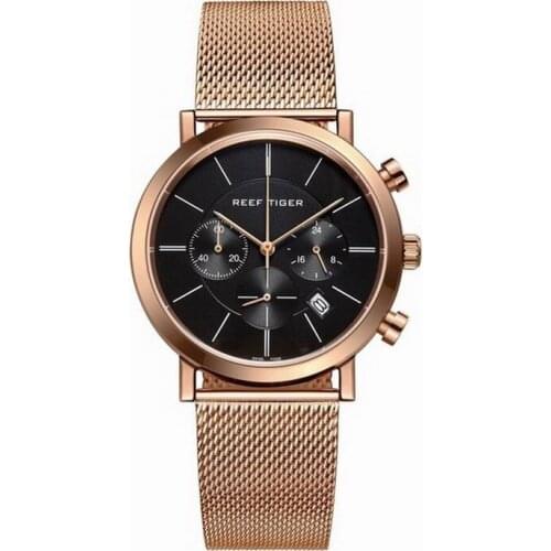 Dress watch men,chronograph sport watches Reef Tiger mens casual quartz waterproof wristwatch man business reloj hombre RGA162