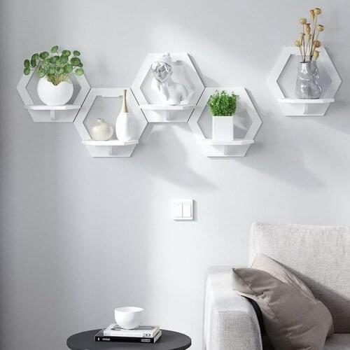 Wall shelf free punching wall-mounted TV background wall hanger bedroom balcony bedside wall creative flower pot stand