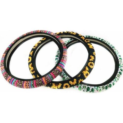 30pcs/lot new arrival neoprene sublimation steering wheel cover car custom print Wheel Steering Wraps sunflower cactus