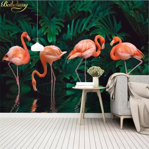 Beibehang custom Tropical rainforest banana leaf wallpapers for living room flamingo garden papier peint mural 3d background