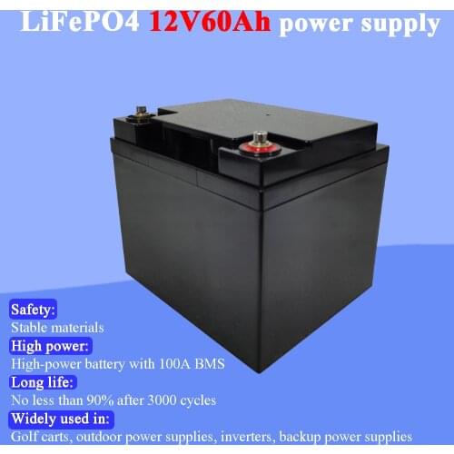Land Voyager 12V 60Ah Deep Cycle LiFePO4 Rechargeable Battery Pack 12.8V 60Ah Life Cycles 4000 with 100A BMS Protection