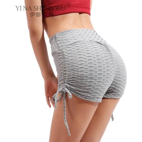 Sexy Women Sports High Waist Shorts Athletic Gym Workout Fitness Yoga Leggings Athletic Yoga Jacquard Shorts Running Push Up New