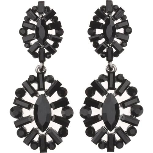 Boho Black Stone Luxury ZA Earrings For Women Wholesale Festival Gifts Trendy Geometric Statement Long Drop Earrings Jewelry