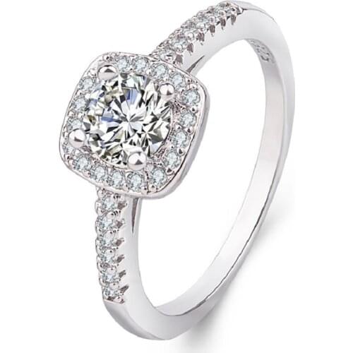 Luxury Crystal Wedding Engagement Rings For Women Girls 925 Sterling Sliver Fashion Jewelry