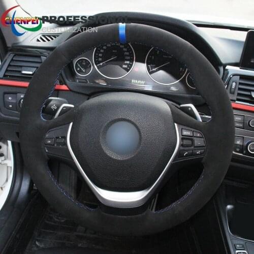 DIY Hand-Sewn Non-Slip Suede Car Steering Wheel Cover For BMW 3 Series F30 F34 F22 F23 F32 Car Interior Accessories