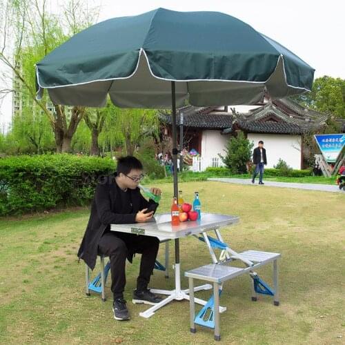 Outdoor folding table and chairs portable multi-function aluminum alloy one-piece picnic table push propaganda stall table