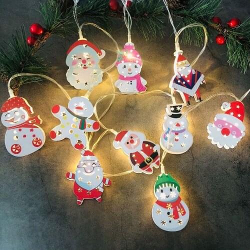 LED Snowman Santa Claus String Light Garland Merry Christmas Decor For Home Xmas Ornaments 2021 Natal New Year 2022