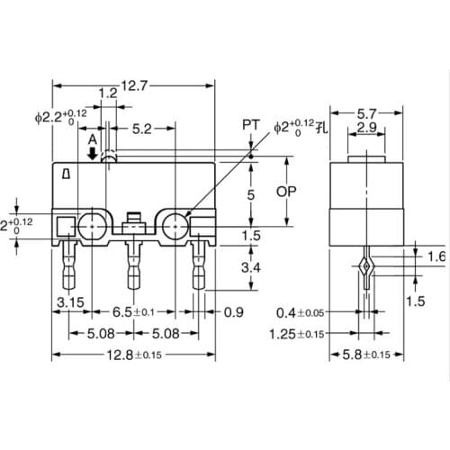 T3EE 2Pcs Original Mouse Micro Switch D2F-01F-T Gray Dot for logitech