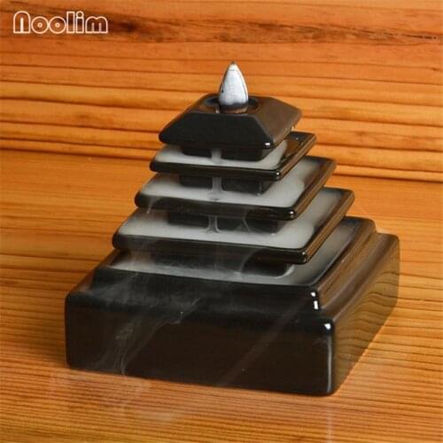 Creative Smoke Bullet Backflow Incense Burner Ceramic Tibet Ornament Sandalwood Incense Holder Black Glaze Aroma Censers