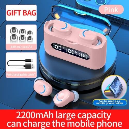 TWS Bluetooth 5.2 HeadSets 2200mAh Charging Box Wireless Headphone Swaet Proof Earbuds Headsets Power Bank Used Charge For Phone