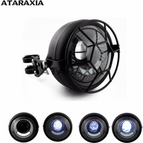Universal Motorcycle Head Lamp Bike Lampshade Grill Cover Retro Vintage Bracket Mask Mount LED Headlight for Harley Cafe Racer