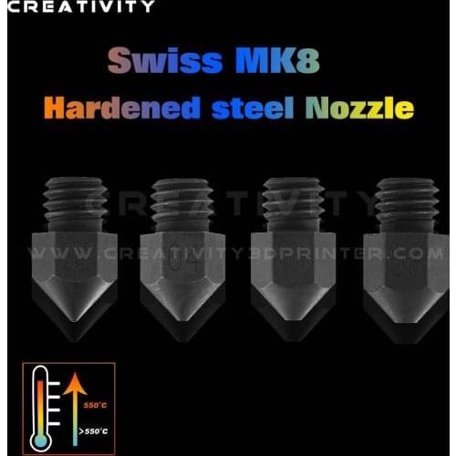 1PCS Top Swiss MK8 Hardened Steel Nozzle M6 Thread 1.75MM Filament For Cr10 Ender 3 3D Printer Hotend Print Carbon Fiber