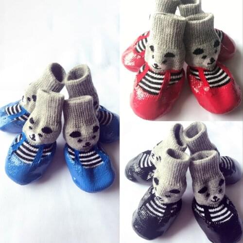 Waterproof S/M/L Snow Boots Socks Cotton/Rubber Outdoor Sport Pet Dog Shoes Non-slip 3Colors Pet Supplies 4pcs/Pair