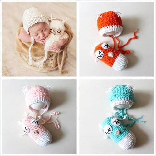 New 1Set Cute Newborn Baby Girls Boys Photography Prop Photo Owl Hat Set Crochet Knit Outfits