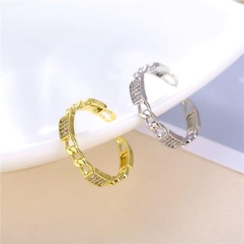 YJGS Exquisite Cubic Zirconia Rings For Female Geometric Ring Opening Adjustable Ring Jewelry Girls Gift Jewelry