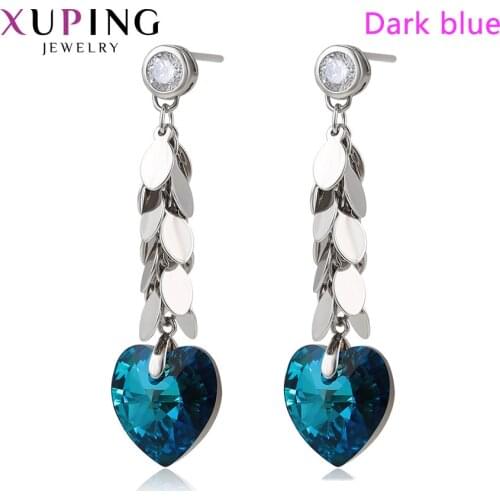 Xuping Jewelry Newest Elegant Women Dangle Earrings with Shining Heart Shaped Crystals 97588