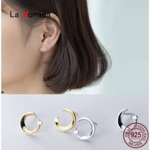 La Monada Beautiful Moon Stud Earrings For Women Silver 925 Minimalist Fine Women Earrings In Jewelry Stud Earrings 925 Silver