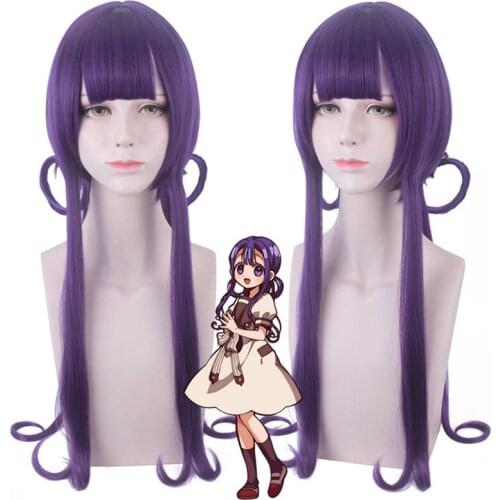 75cm Anime Toilet-bound Hanako-kun Cosplay Akane Aoi Women Long Wig Role Playing Wigs Halloween Cosplay Powder Mixed Purple