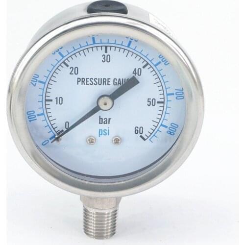 0-60bar 1/8" BSPT Male 60mm Dial Pressure Gauge 304 Stainless Bar PSI N2 Steam Brewing Pneumatic